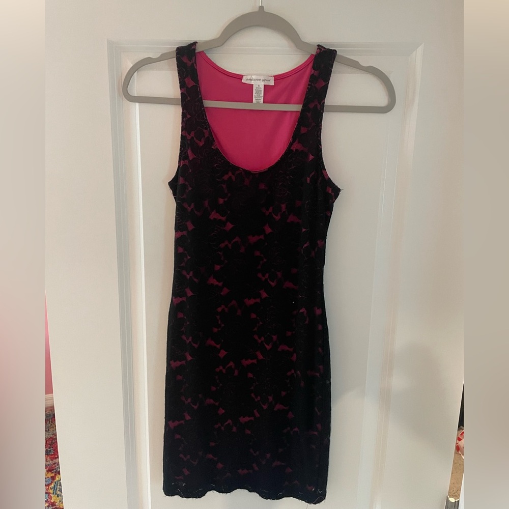 Ambiance Black and Pink Mini Dress